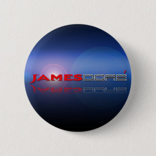 Badge Rond 5 Cm Fusée bleue de lense de logo de bouton de James