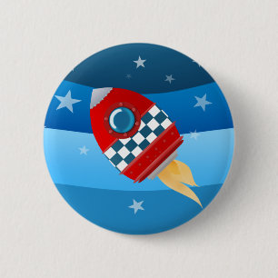 Badge Rond 5 Cm Fusée d'espace - insigne de bouton