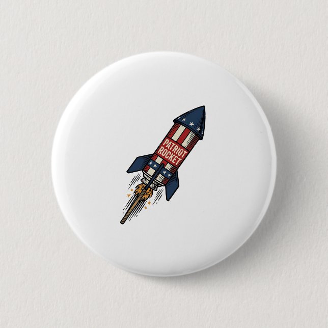 Badge Rond 5 Cm Fusée Patriot 4 juillet Conception de feux d'artif (Devant)