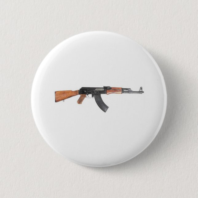 Badge Rond 5 Cm Fusil d'assaut d'AK47 (Devant)