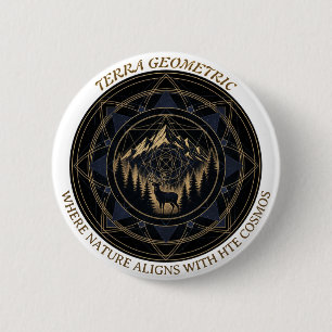 Badge Rond 5 Cm Fusion de géométrie sacrée et de nature • Montagne