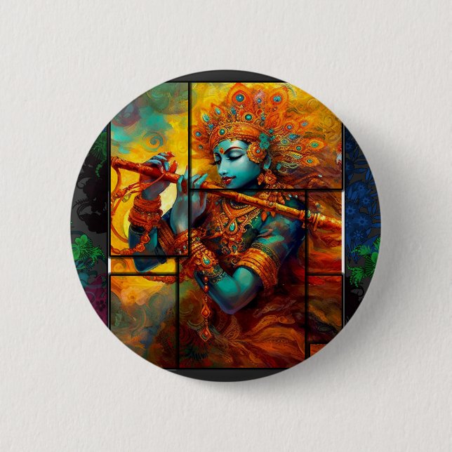 Badge Rond 5 Cm FUSION-LORD KRISHNA Chennai (Devant)