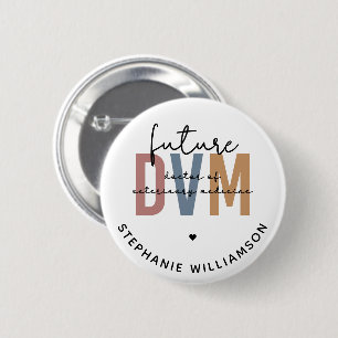 Badge Rond 5 Cm Futur DVM sur mesure Docteur en médecine vétérinai