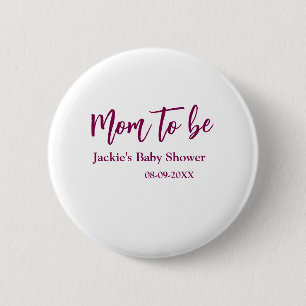 Badge Rond 5 Cm Futur maman baby shower nom date rose simple minim