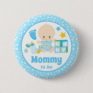 Badge Rond 5 Cm Futur Maman d'un Petit Garçon Etoiles Bleues