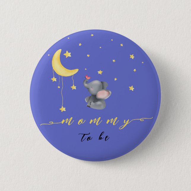 Badge Rond 5 Cm Futur Maman Éléphant Mignon Avec Petit Papillon (Devant)