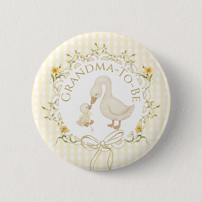 Badge Rond 5 Cm Futur Maman Silly Goose Gingham Baby Shower (Devant)