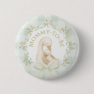 Badge Rond 5 Cm Futur Maman Silly Goose Vert Sauge Baby Shower