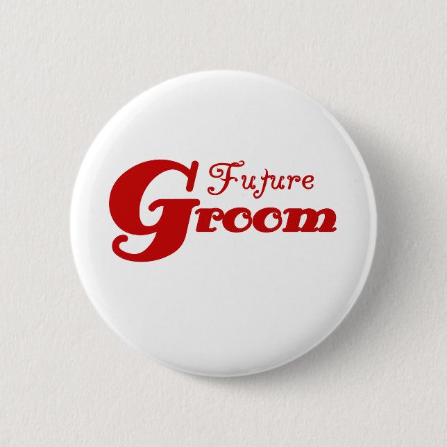 Badge Rond 5 Cm Futur marié des textes rouges (Devant)