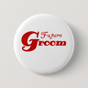 Badge Rond 5 Cm Futur marié des textes rouges