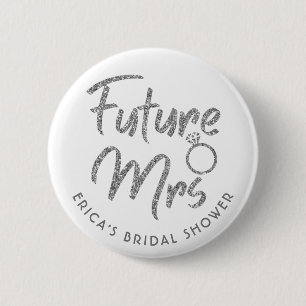 Badge Rond 5 Cm Futur Mme Fête des mariées Bouton Parties scintill