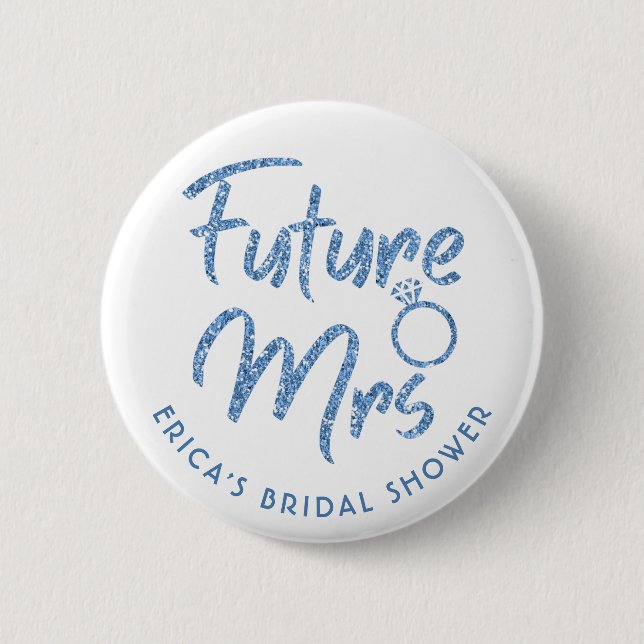 Badge Rond 5 Cm Futur Mme Fête des mariées Bouton Parties scintill (Devant)