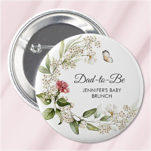 Badge Rond 5 Cm Futur papa Fête/Brunch pour bébé fille avec Œillet