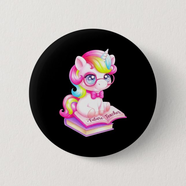 Badge Rond 5 Cm Futur professeur de licorne mignonne Clroom (Devant)