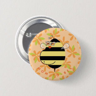 Badge Rond 5 Cm Future maman abeille enceinte avec lunettes Floral