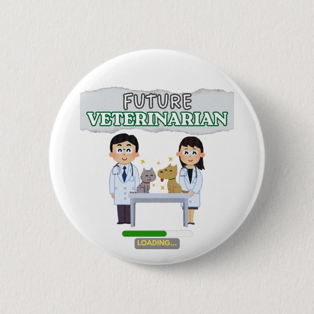 Badge Rond 5 Cm Future Veterinarian Loading – Vet Student Design (Devant)