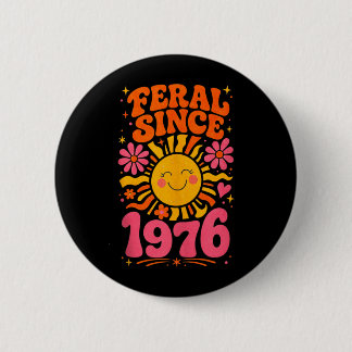 Badge Rond 5 Cm Fvibesl Depuis 1976 Soleil Rétro - Drôle 50e Anniv