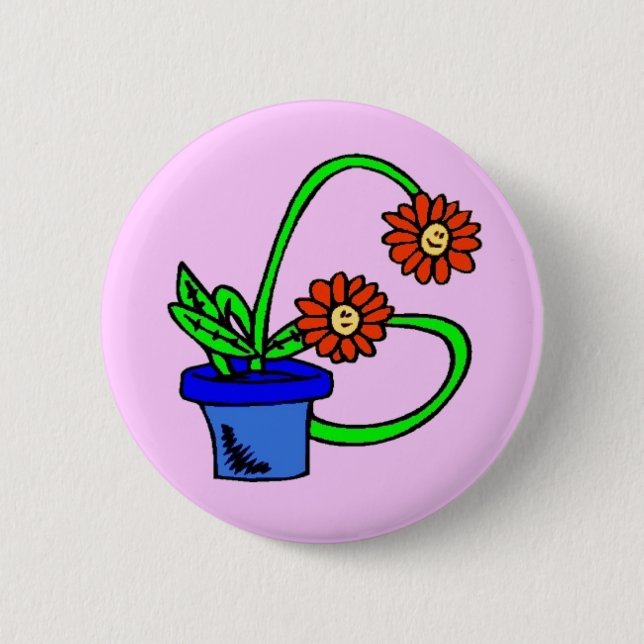 Badge Rond 5 Cm G - Bouton Monogramme Fleurs (Devant)