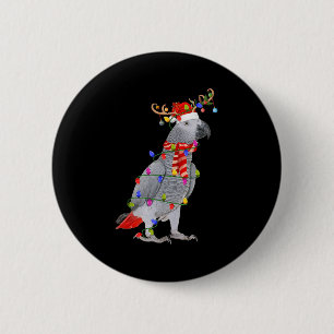 Badge Rond 5 Cm G Parrot Oiseau lumières de Noël Reindeer Santa Ha