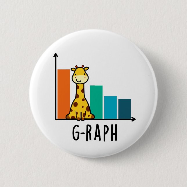 Badge Rond 5 Cm G-raph Funny Giraffe Graph Pun (Devant)