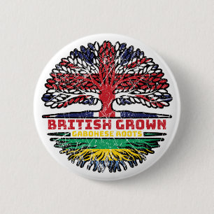 Badge Rond 5 Cm Gabon Gabonais Royaume-Uni Drapeau des racines d'a