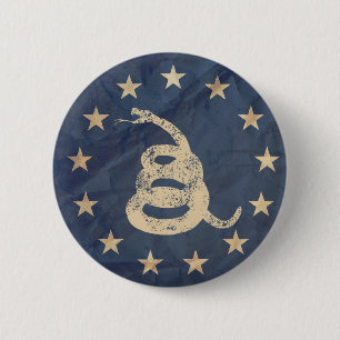 Badge Rond 5 Cm Gadsden et drapeau des USA 1776