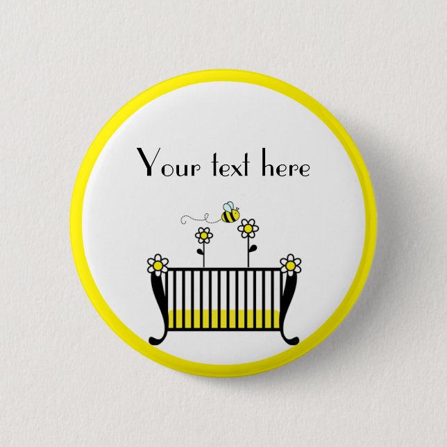 Badge Rond 5 Cm Gaffez le baby shower de point de polka d'abeille (Devant)
