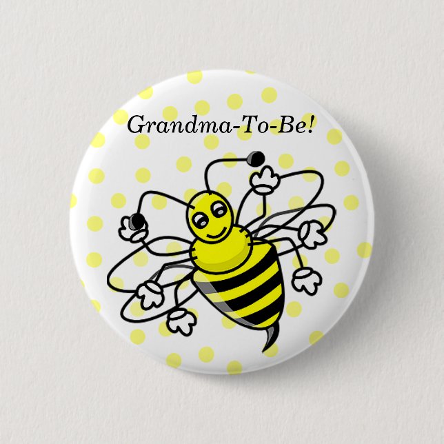 Badge Rond 5 Cm Gaffez le bouton de grand-mère d'abeille (Devant)