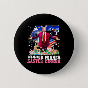 Badge Rond 5 Cm Gagnant Dîner de Pâques Trump Lapin Chasse Œufs Jo