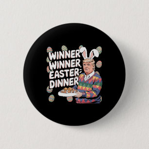 Badge Rond 5 Cm Gagnant Dîner de Pâques Trump Lapin Chasse Œufs Jo