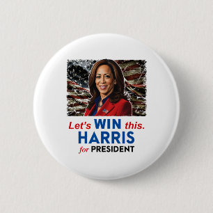 Badge Rond 5 Cm Gagnez Cette Harris Pour Le Président Kamala Harri