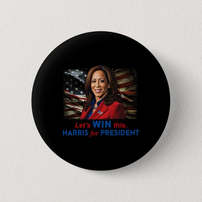 Badge Rond 5 Cm Gagnez Cette Harris Pour Le Président Kamala Harri (Devant)