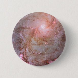 Badge Rond 5 Cm Galaxie Spirale M83, Ablaze Avec Formation Star.