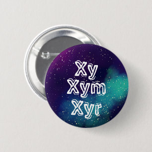 Badge Rond 5 Cm Galaxy Pronoun personnalisable Xy/Xym/Xyr