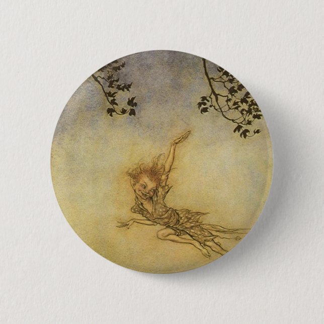 Badge Rond 5 Cm Galet, un lutin par Arthur Rackham (Devant)