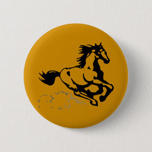 Badge Rond 5 Cm Galloping Horse sauvage et libre