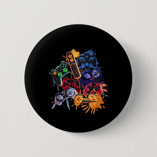 Badge Rond 5 Cm Game Control All Things Video Game Controller (Devant)