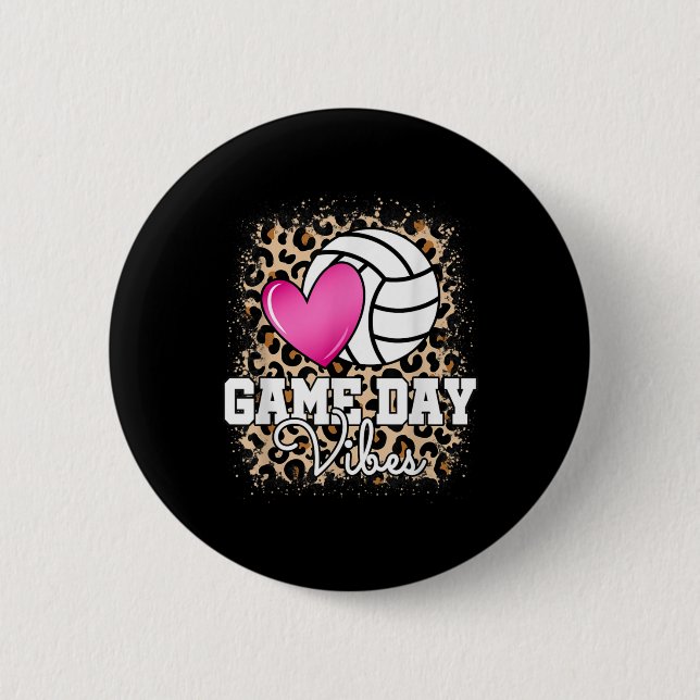 Badge Rond 5 Cm Game Day Volley Leopard Print Women Ladys Vol (Devant)