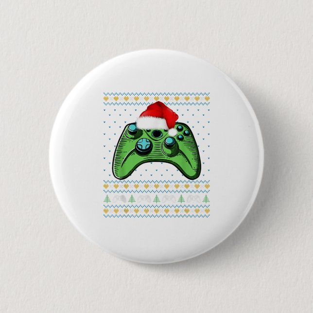 Badge Rond 5 Cm Game de Noël horrible contrôleur vidéo Ch (Devant)