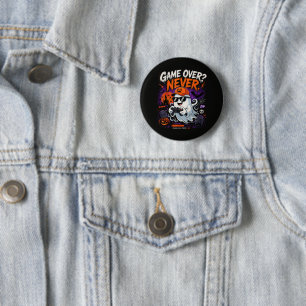 Badge Rond 5 Cm Game Over Jamais Drôle Gamer Fantôme Halloween