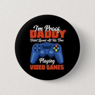 Badge Rond 5 Cm Gamer Art Daddy Heure de la lecture de jeux vidéo