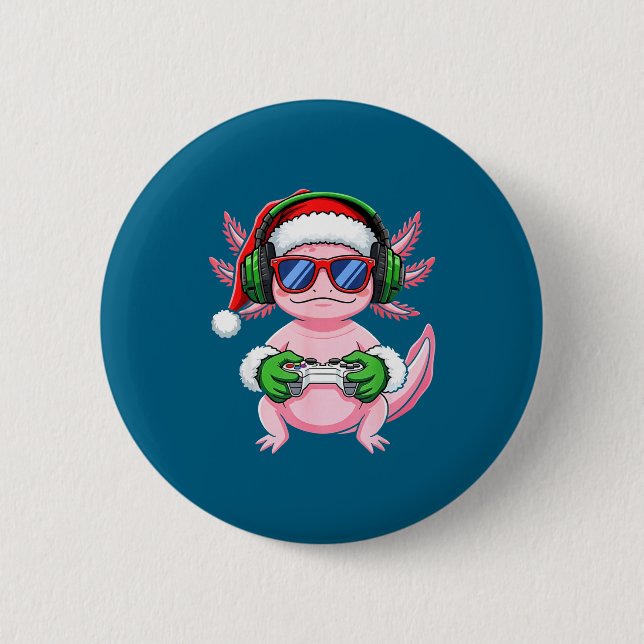 Badge Rond 5 Cm Gamer Axolotl Christmas Shirt Funny Video Game San (Devant)