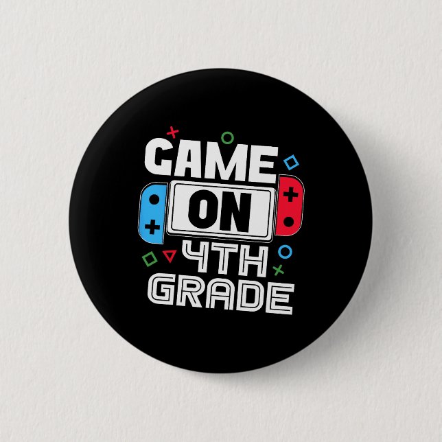 Badge Rond 5 Cm Gamer Ck To School Funny Game 4th Grade Kids Boys  (Devant)
