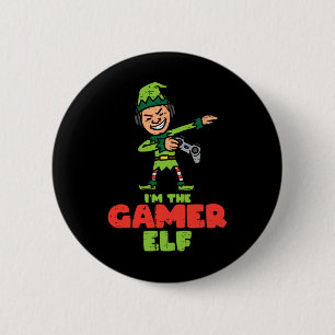 Badge Rond 5 Cm Gamer Elf Dab Noël Famille Garçons Enfants Hommes