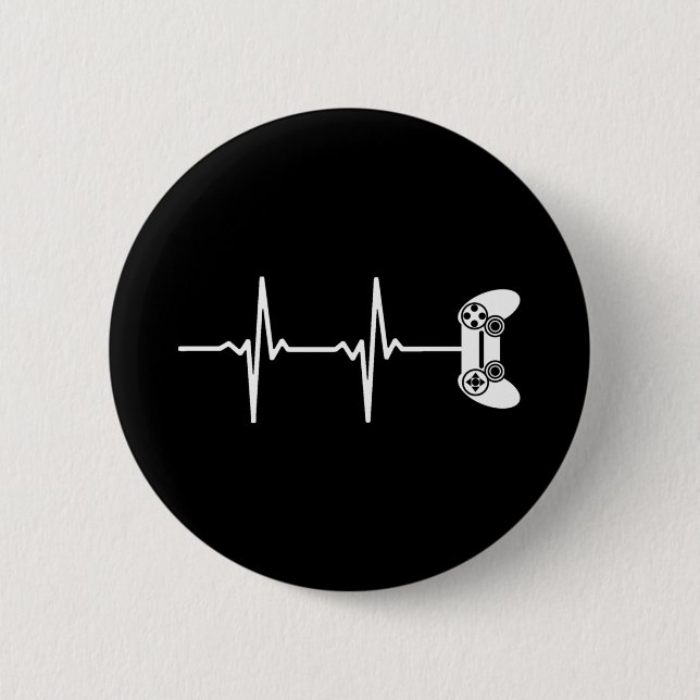 Badge Rond 5 Cm Gamer Heartbeat (Devant)