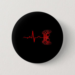 Badge Rond 5 Cm Gamer Heartbeat Jeux Vidéos Jeu Garçons Ados Homme