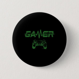 Badge Rond 5 Cm Gamer Heartbeat Jeux Vidéos Jeu Garçons Ados Homme