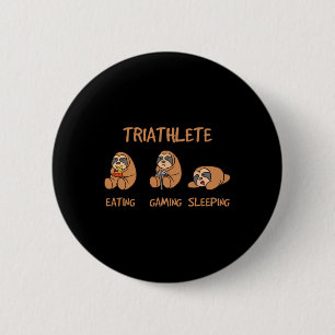 Badge Rond 5 Cm Gamer Triathlète Drôle Gaming Paresseux Jouant Vid