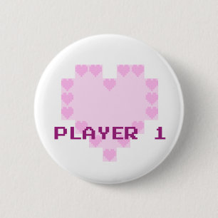 Badge Rond 5 Cm Gamers dans l'amour - joueur 1