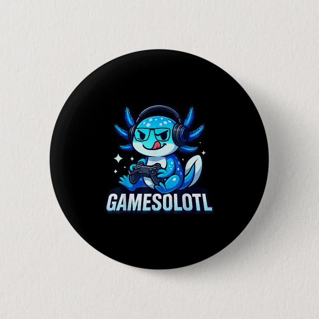 Badge Rond 5 Cm Gamesolotl Axolotl Fish Gamer Gaming Anime Video G (Devant)
